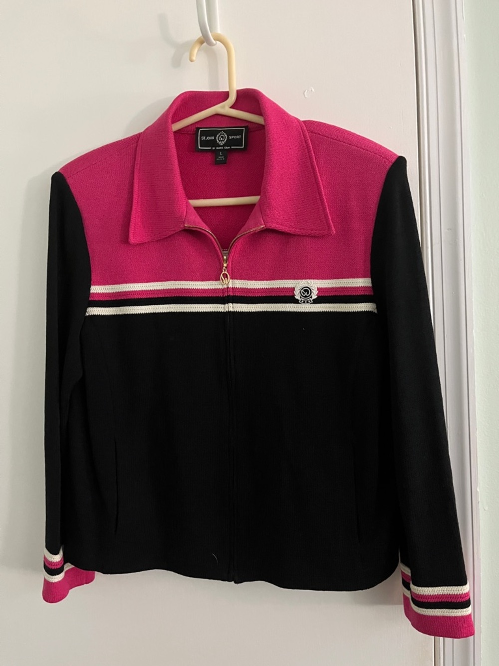 St. John Sport by Marie Gray Colorblock  Jacket in Hot Pink and Black